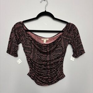 Silence + Noise Black and Pink Patterned Blouse
